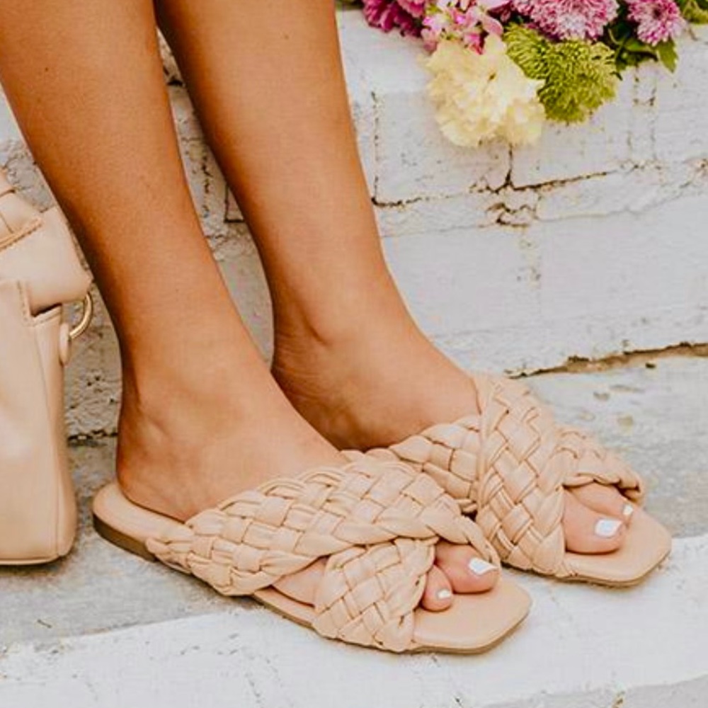 Nude Woven Straps Sandals - Picture 5 of 10